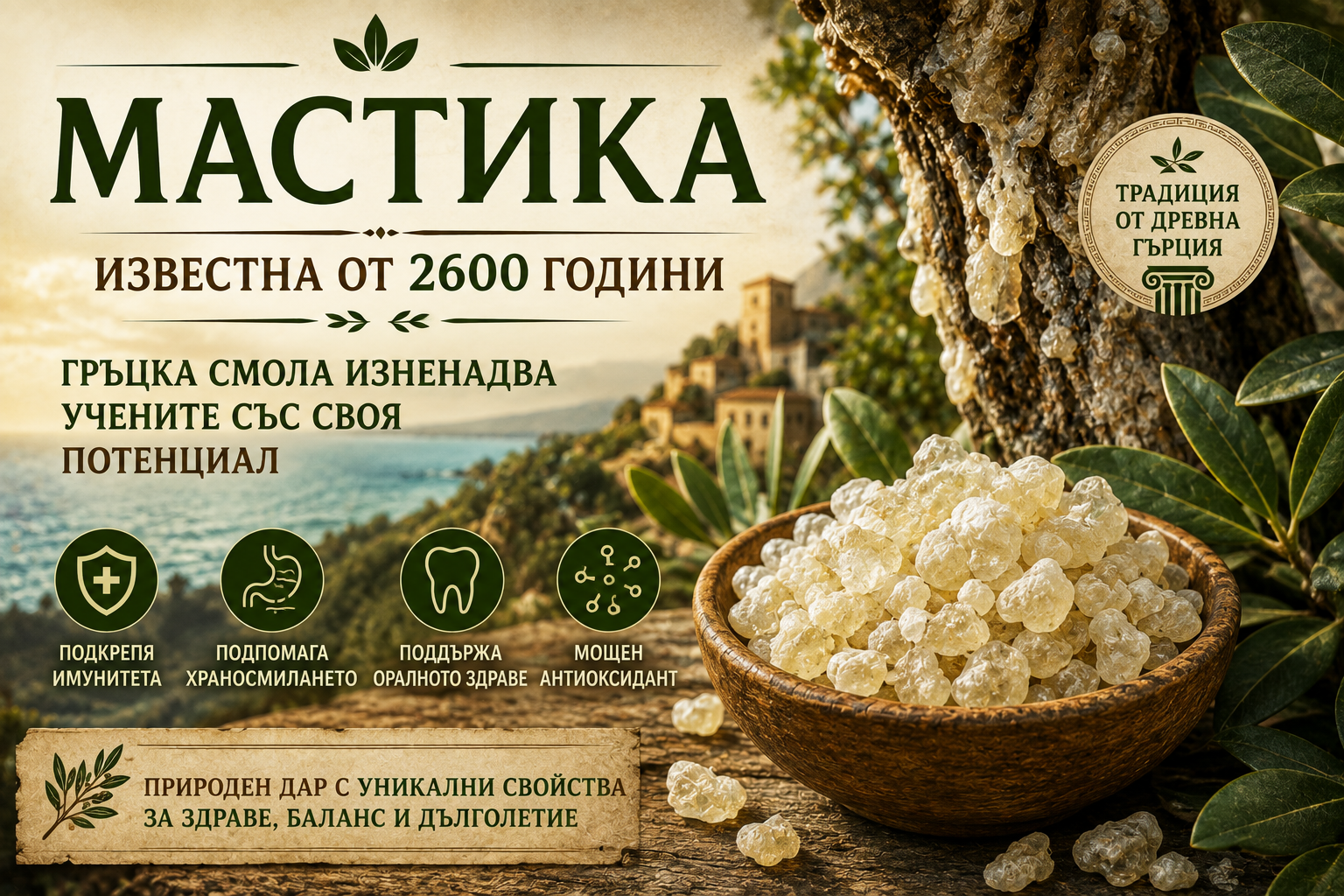 Read more about the article МАСТИКА – ИЗВЕСТНА ОТ 2600 ГОДИНИ ГРЪЦКА СМОЛА ИЗНЕНАДВА УЧЕНИТЕ СЪС СВОЯ ПОТЕНЦИАЛ