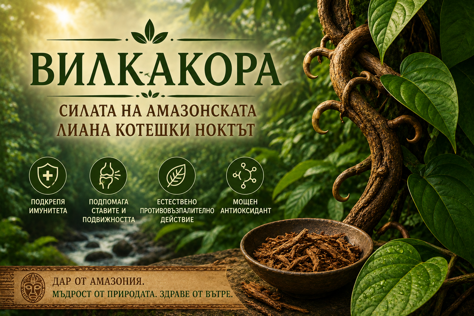 Read more about the article ВИЛКАКОРА – СИЛАТА НА АМАЗОНСКАТА ЛИАНА КОТЕШКИ НОКТЪТ